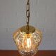 Vintage old gold pendant light, amber glass, 1960s chain lamp