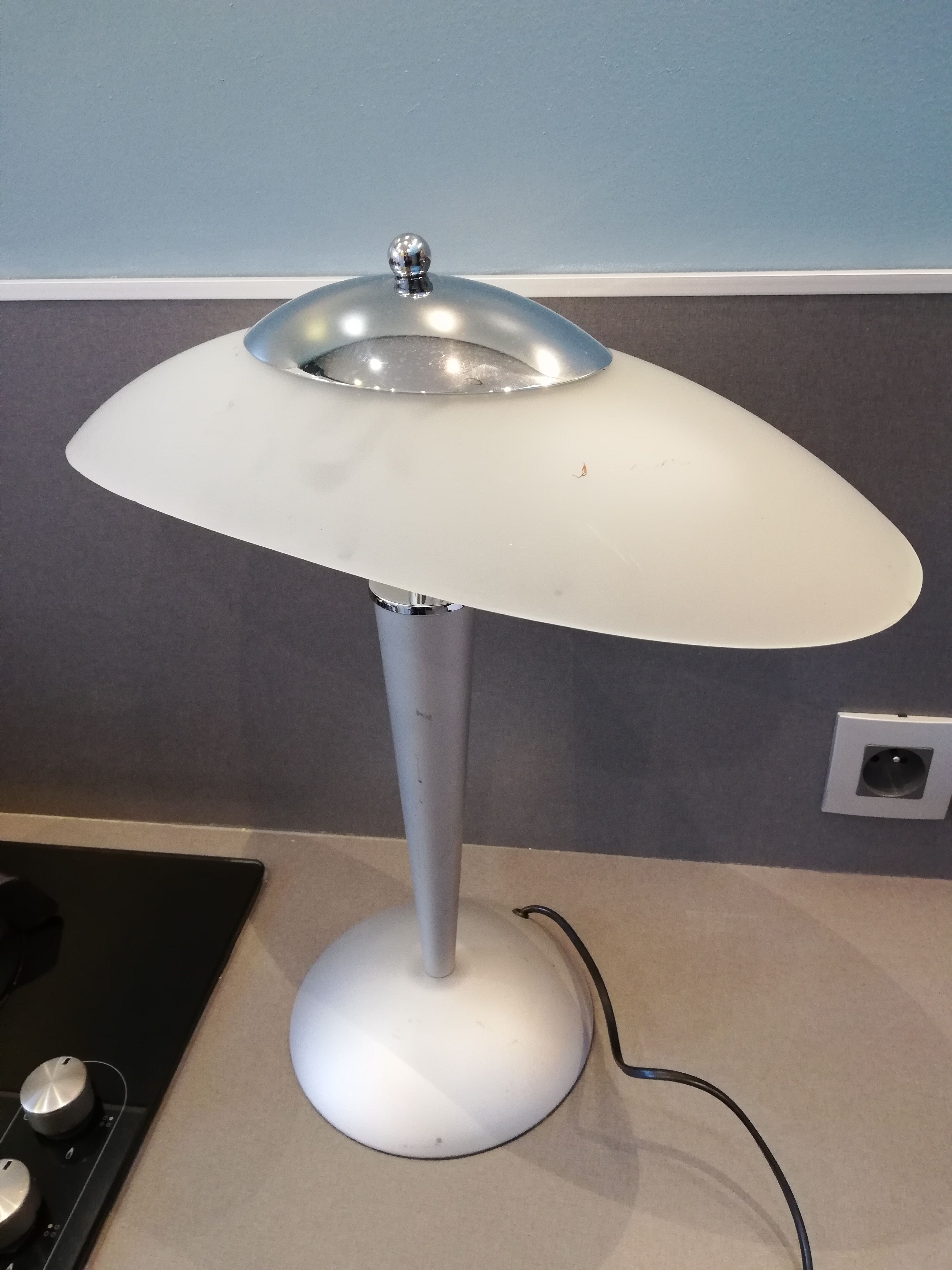 Metal mushroom lamp and Unilux glass