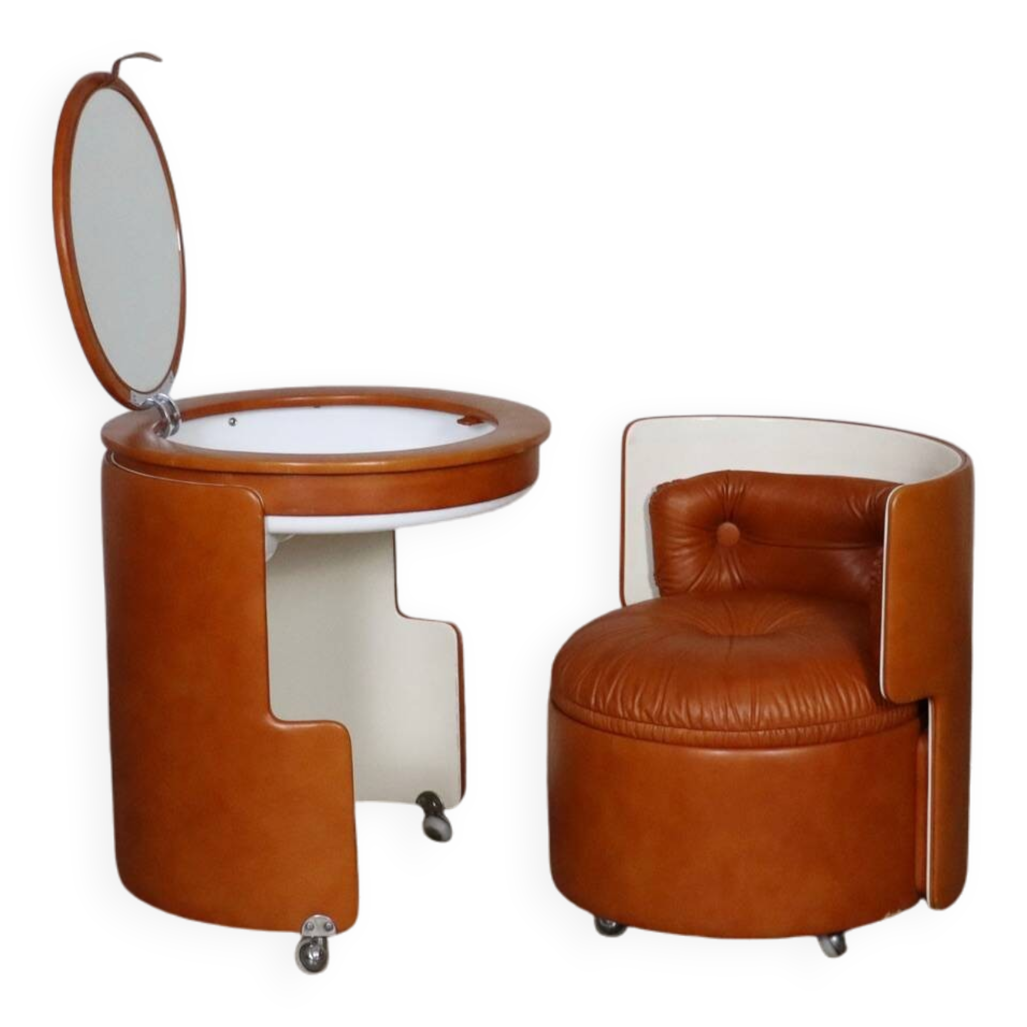 Dilly Dally Vanity In Cognac By Luigi Massoni For Poltrona Frau, Italy 1968