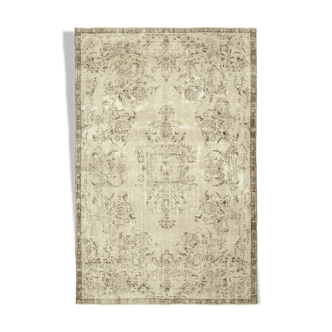 Tapis beige turc antique noué à la main 193 cm x 304 cm