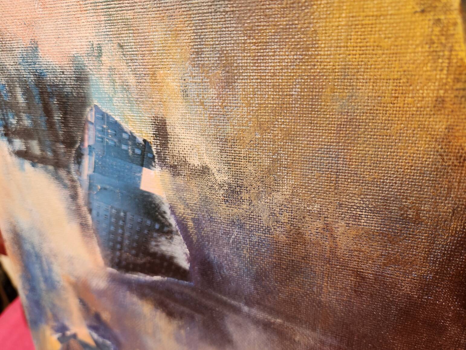 Abstract painting Mixed technique oil on canvas and collage Apocalypse