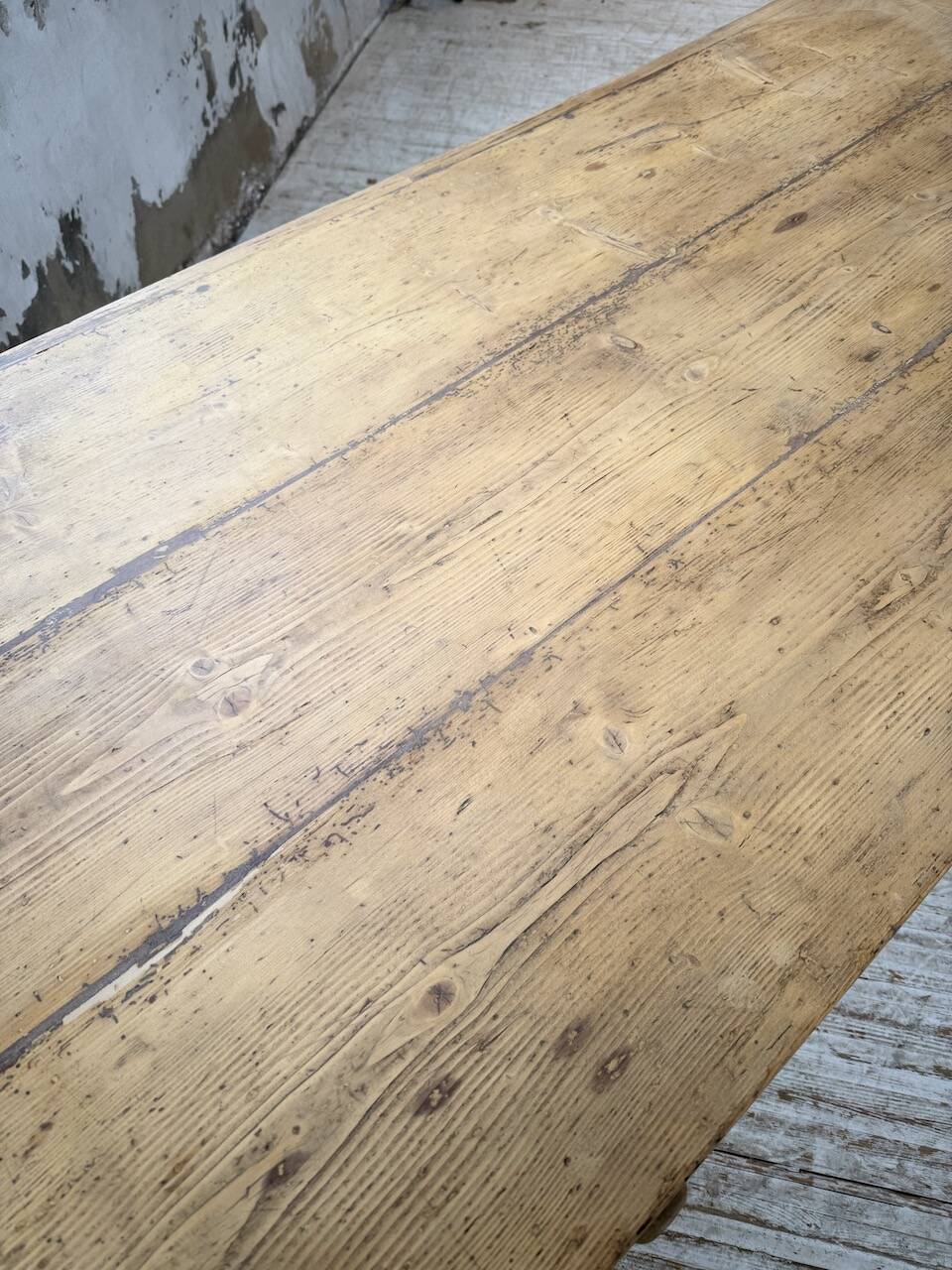 Pine and oak farmhouse table with multiple drawers, communal type, 240cm.