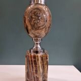 Large marble and chrome metal table lamp base from the 70s