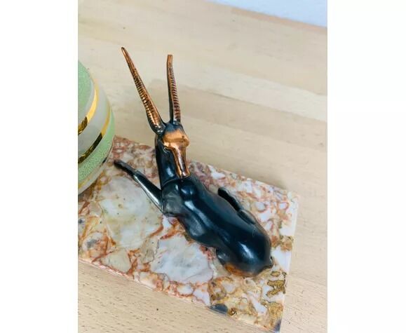 Art deco lamp gazelle brass and marble