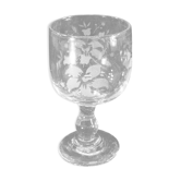 Verre soufflé gravé a l'acide XIXeme décor floral