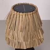 Natural Sea Grass Solar-Powered Table Lamp 27x20cm. Dark Coffee Base