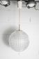 1960s Holophane Ball Pendant Chandelier, Thick Glass, 30 cm, and Vintage Brass
