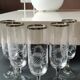 Set of 5 Champagne Flutes. Crystal glass. Empire style. Floral motifs.