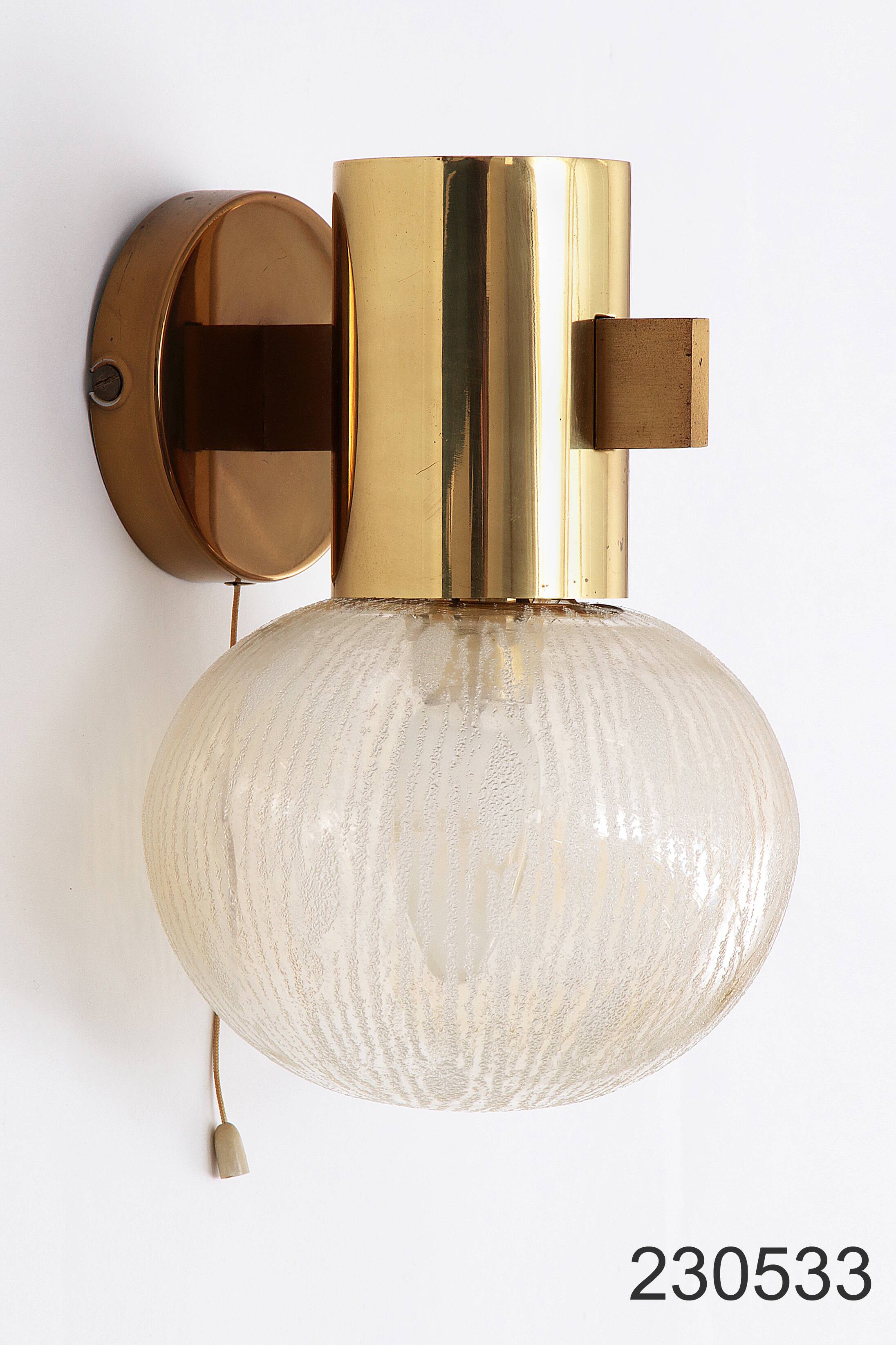 Hans-Agne Jakobsen brass wall lamp with glass Sweden 1960