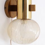 Applique Hans-Agne Jakobsen en laiton avec verre Suède 1960