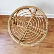 Vintage rattan stool in bohemian retro style - 1950s/1960s