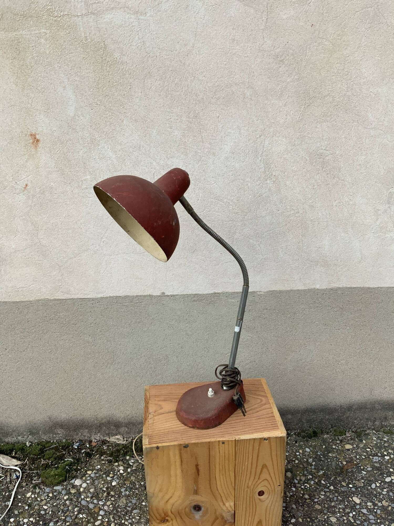 Vintage desk lamp 1950 Aluminor France red metal