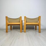'70s set of 2 pine & canvas lounge chairs by Erik Wørts for IKEA