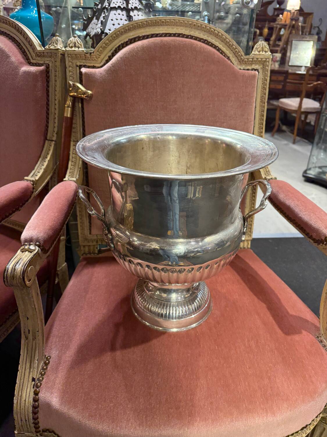 Large silver-plated champagne bucket