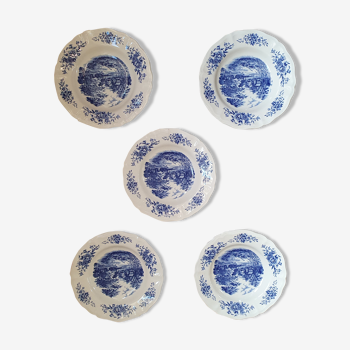 Set of 5 plates in Sarreguemines porcelain