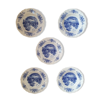Set of 5 plates in Sarreguemines porcelain