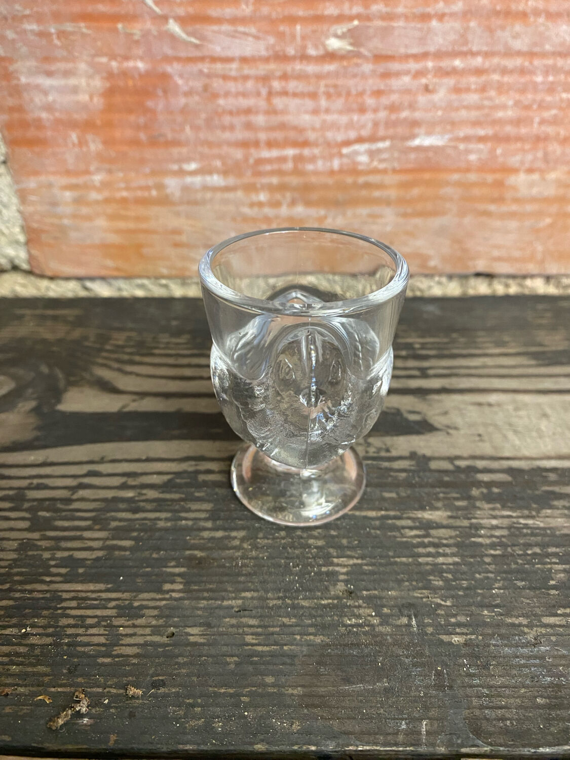 Vintage egg cup, hen shape, clear molded glass