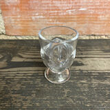 Vintage egg cup, hen shape, clear molded glass