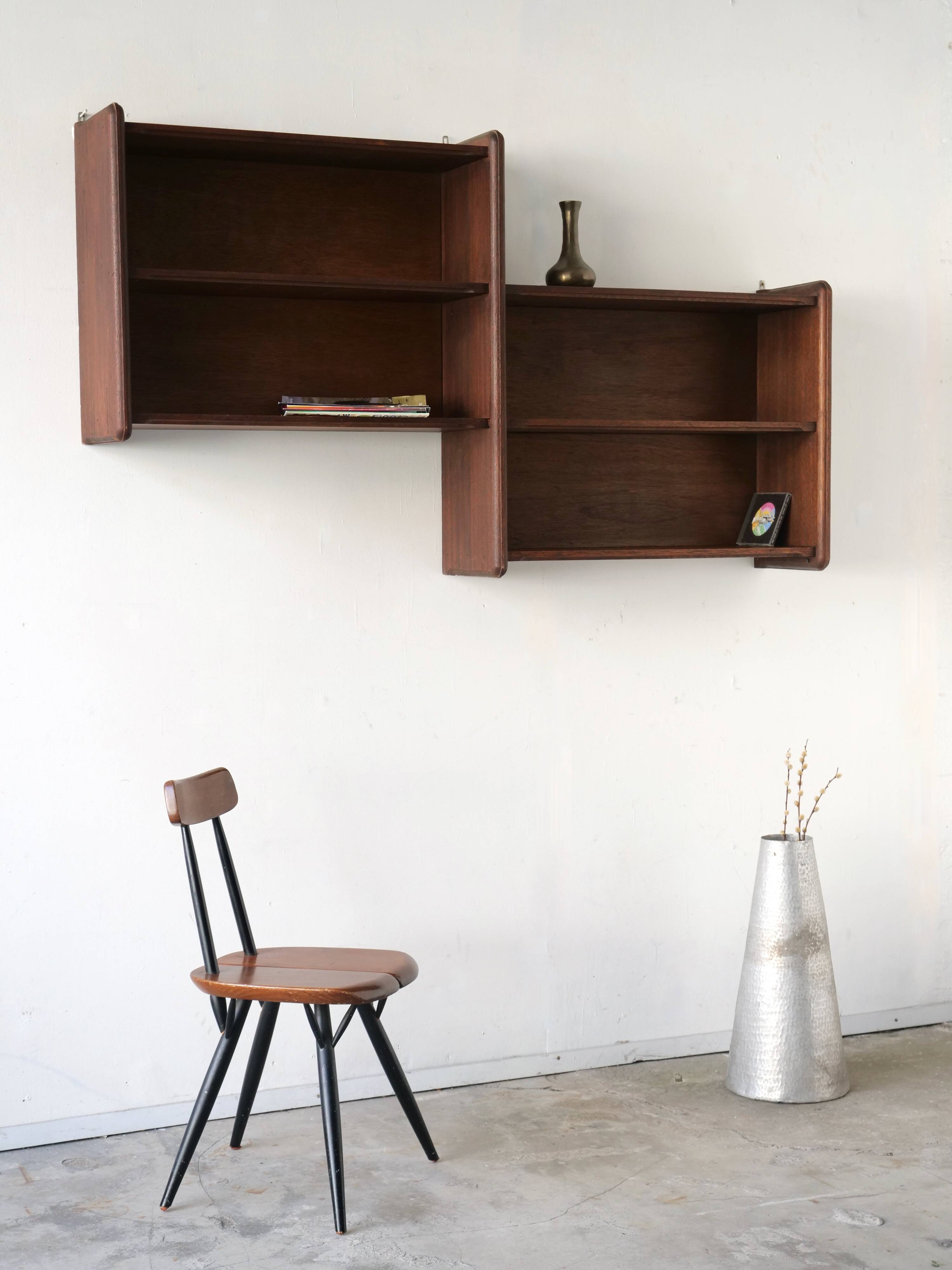 Art deco wall shelf in solid wood