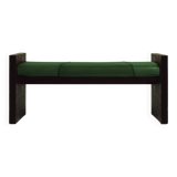 Maërl bench, sepia model, ebonized chestnut and green leather