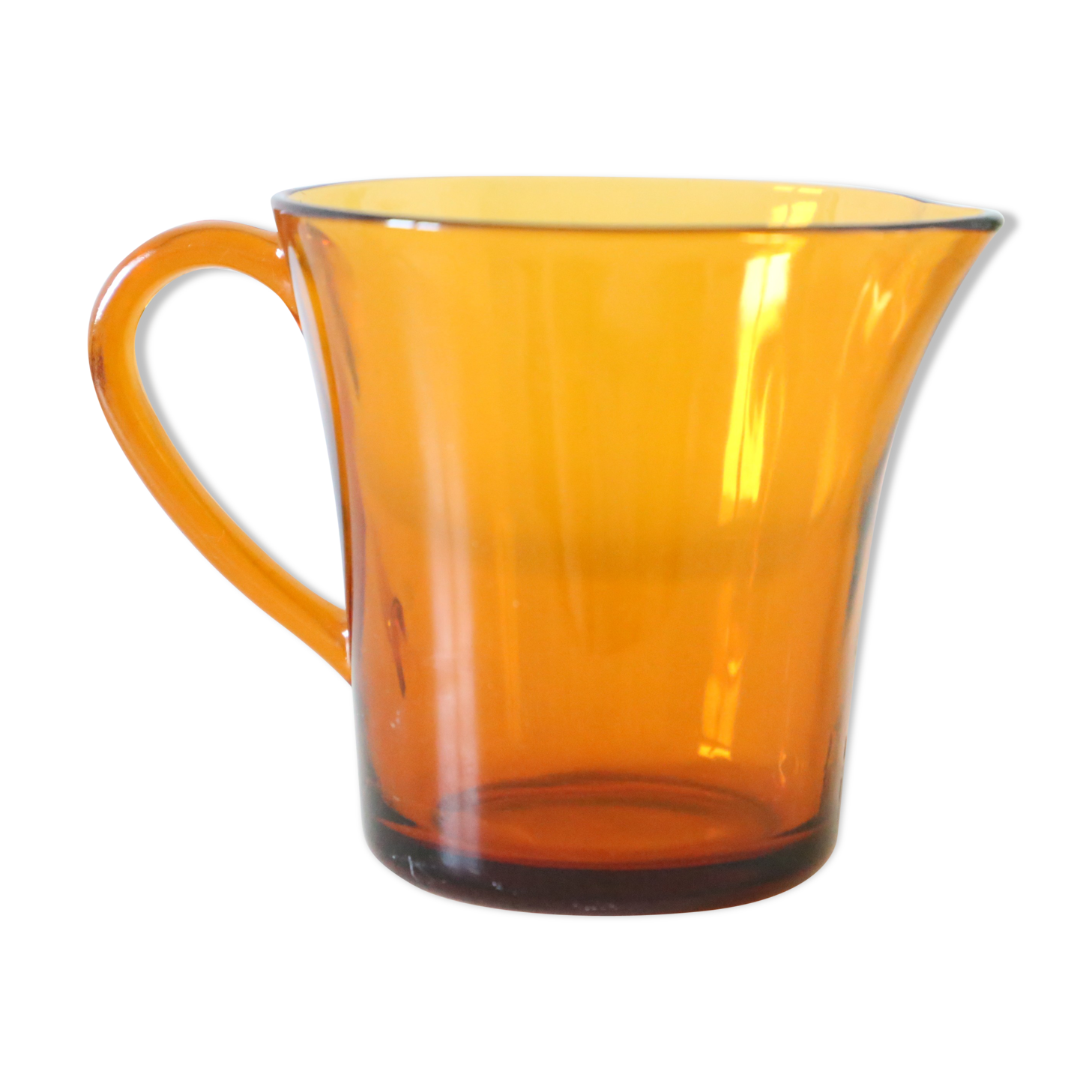 Pichet à eau Arcoroc jaune fumé, uni années 1960 vintage français