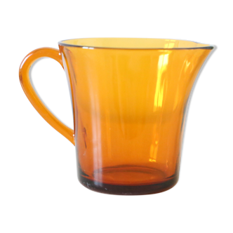 Arcoroc water pitcher, smoky yellow, plain, 1960s vintage French