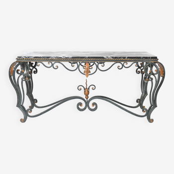 Wrought iron coffee table and marble top