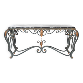 Wrought iron coffee table and marble top