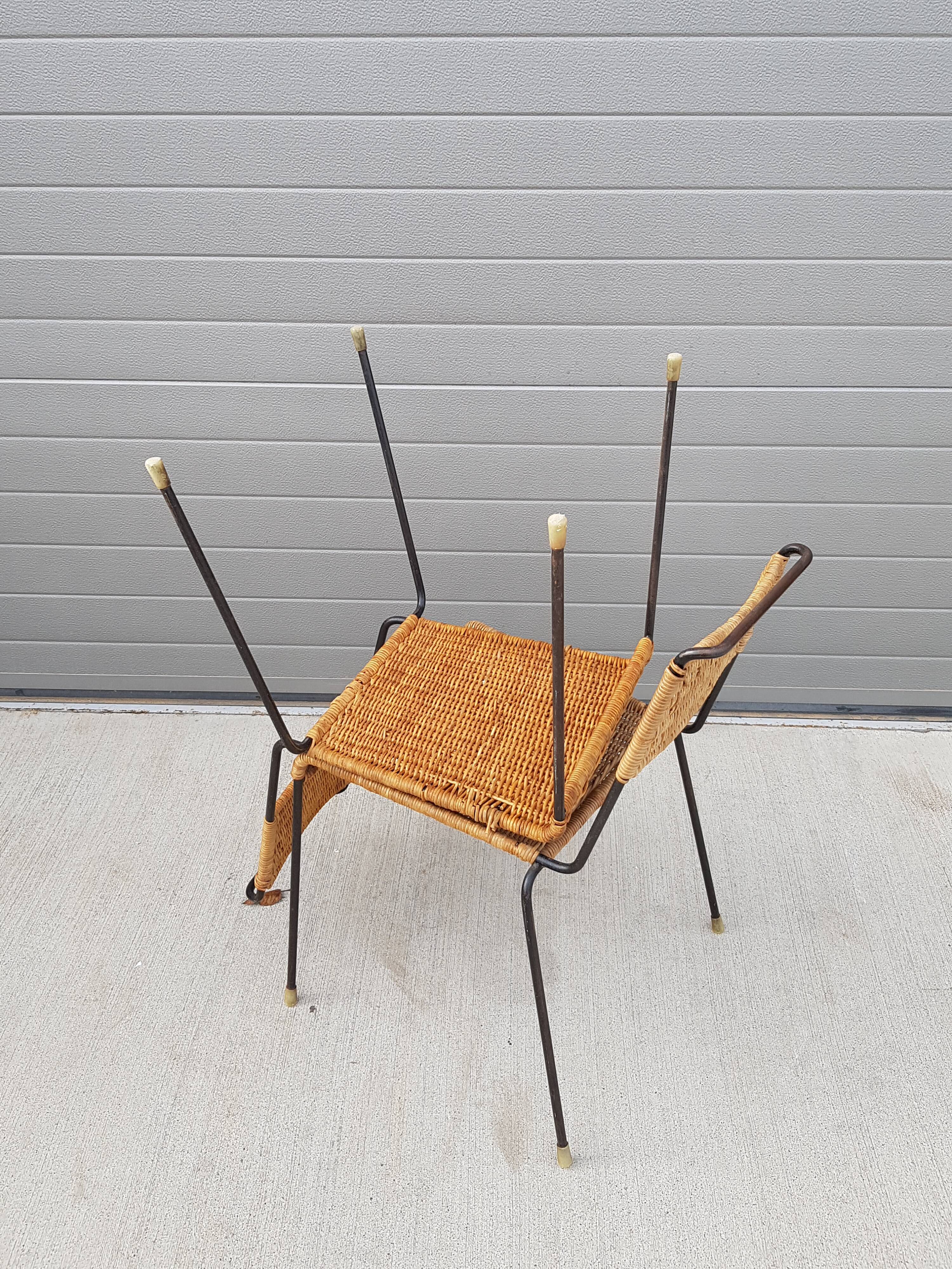 Chaises métal & rotin