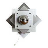 Space age wall lights. 1970. Brushed stainless steel.