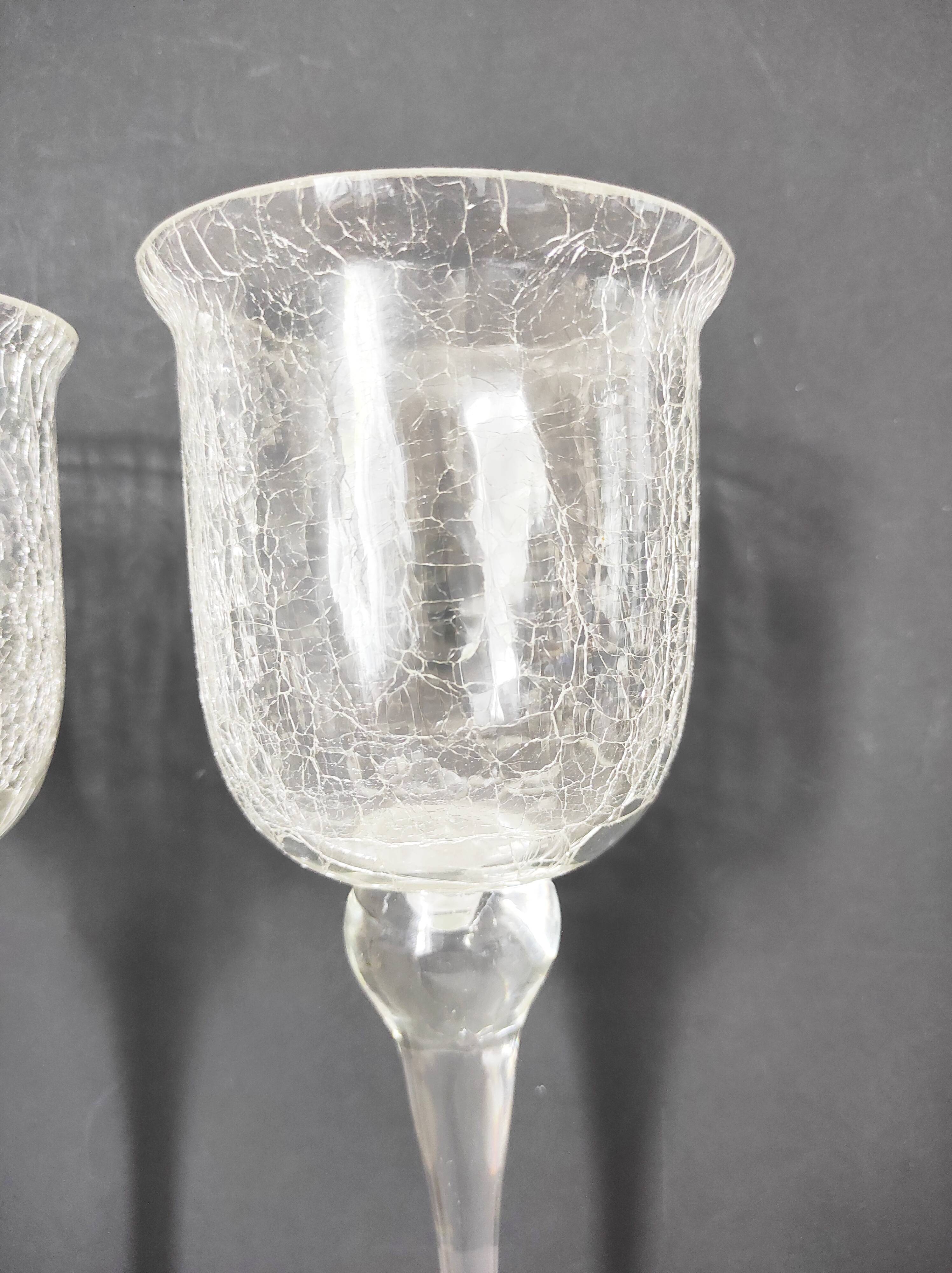 Two cracked glass lanterns 30.5 cm