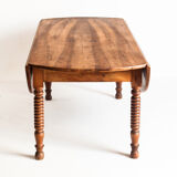 Large antique / vintage flap table. Solid waxed cherry. France, 1960s