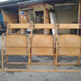 Bench cinema or theatre chairs in iron and solid wood - circa 1930