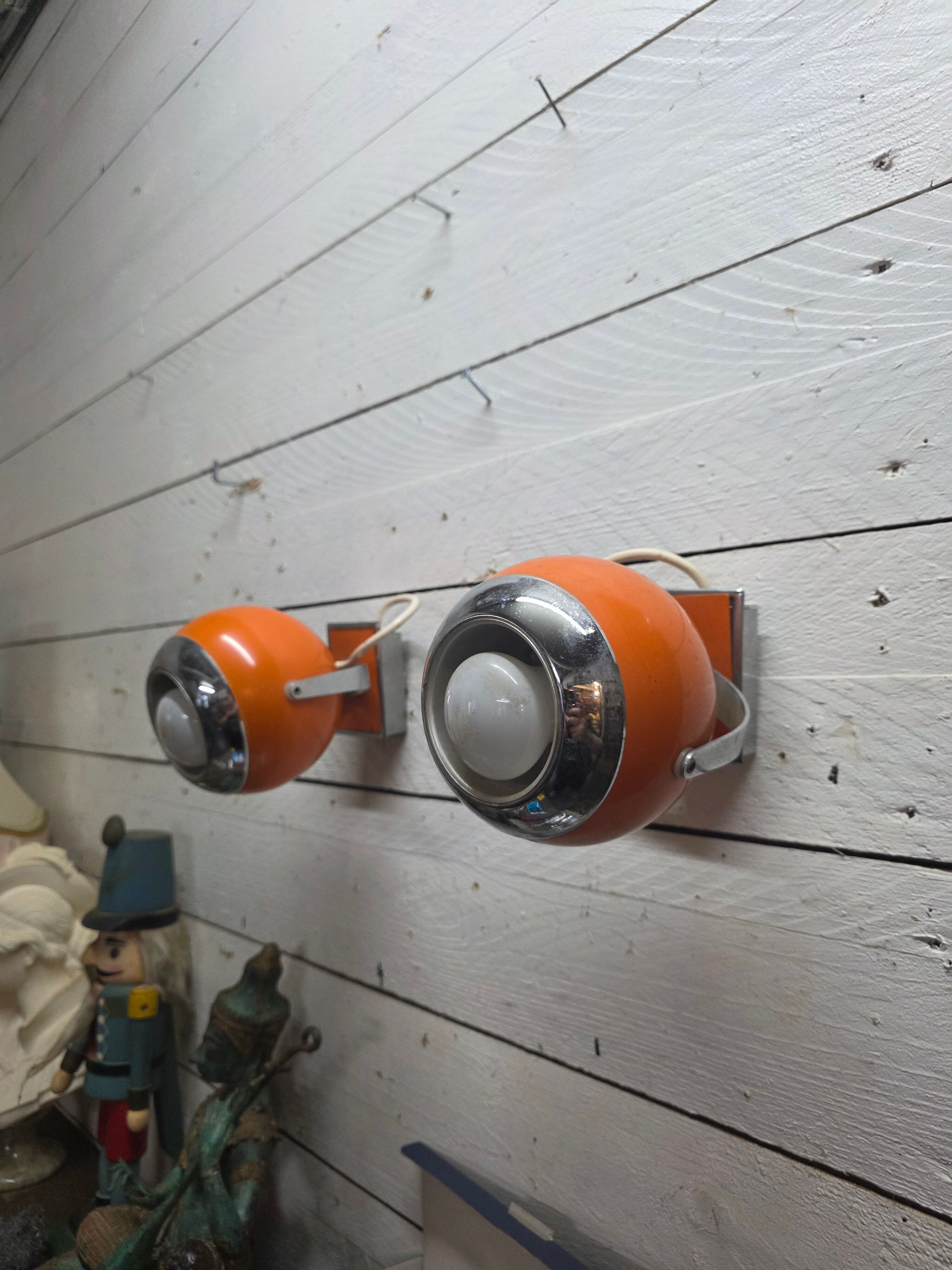 Pair of vintage 70s eyeball wall lights.
