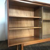 Row / teak, part glass, Mid century Scandinavian buffet