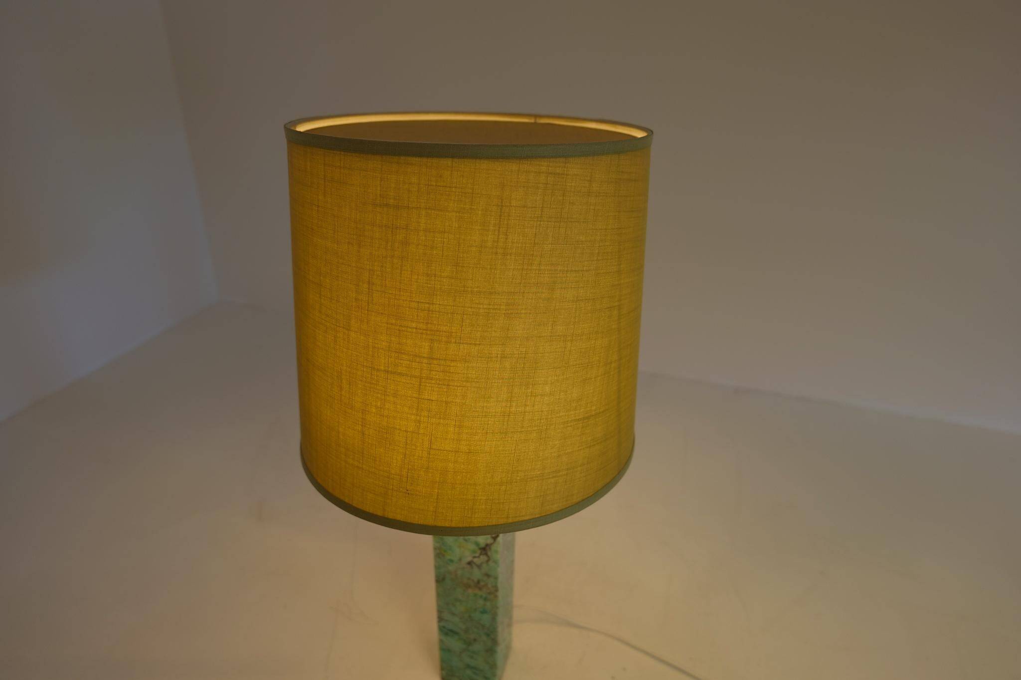 Mid-century green marble table lamp by Bergbom, Sweden, 1960s.