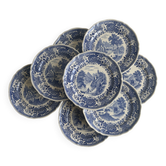 8 Villeroy and Boch 'Burgenland' blue dessert plates.