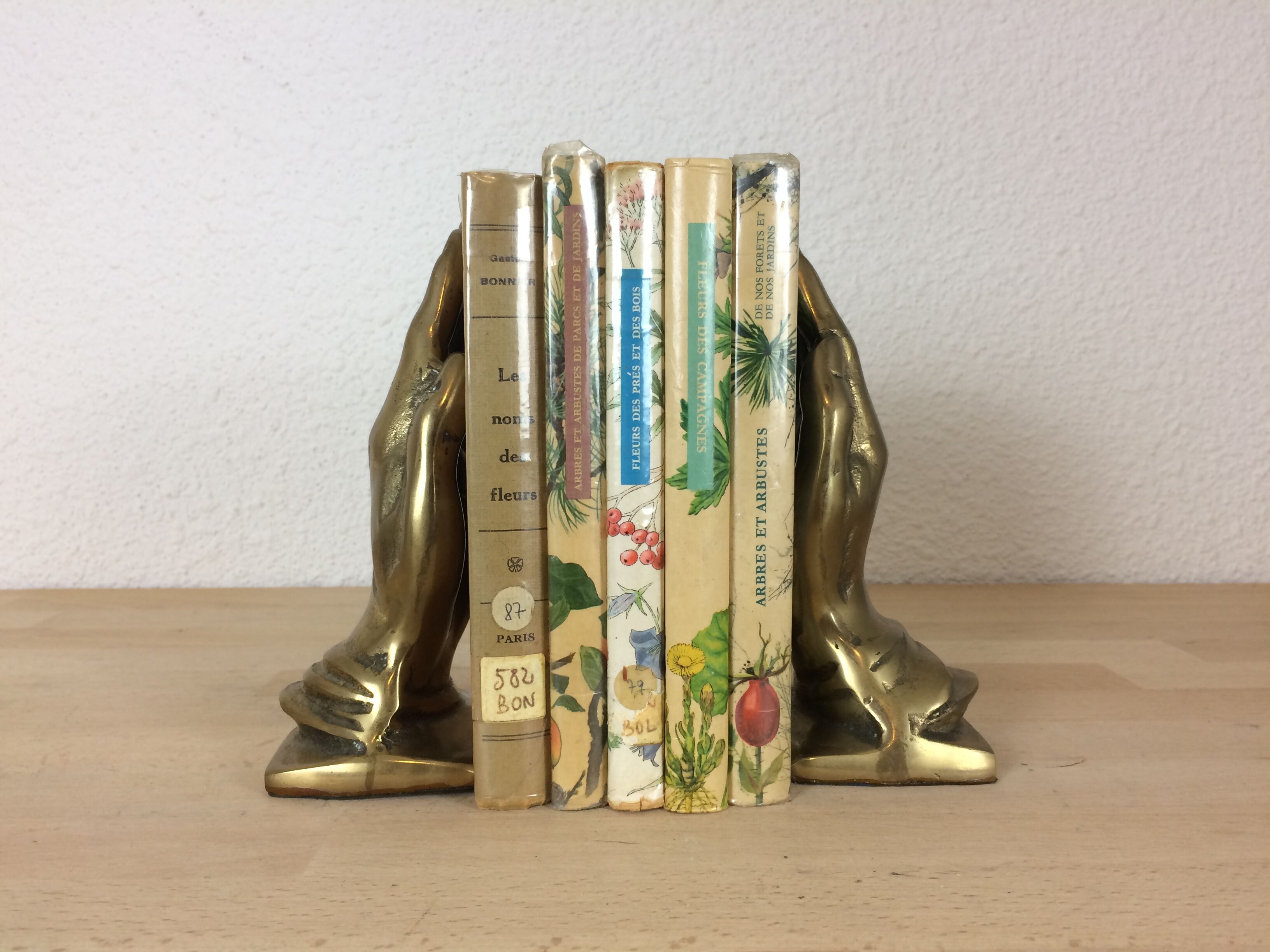 Brass hand bookends
