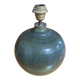 Pied de Lampe Ancien Boule Grès Émaillé Vert Nuancé Années 70 Vintage