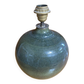 Pied de Lampe Ancien Boule Grès Émaillé Vert Nuancé Années 70 Vintage