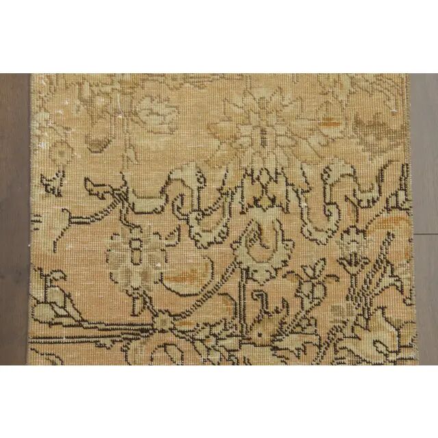 1970s Vintage Turkish Hand-Knotted Wool Cotton Orange Runner Rug 60x388