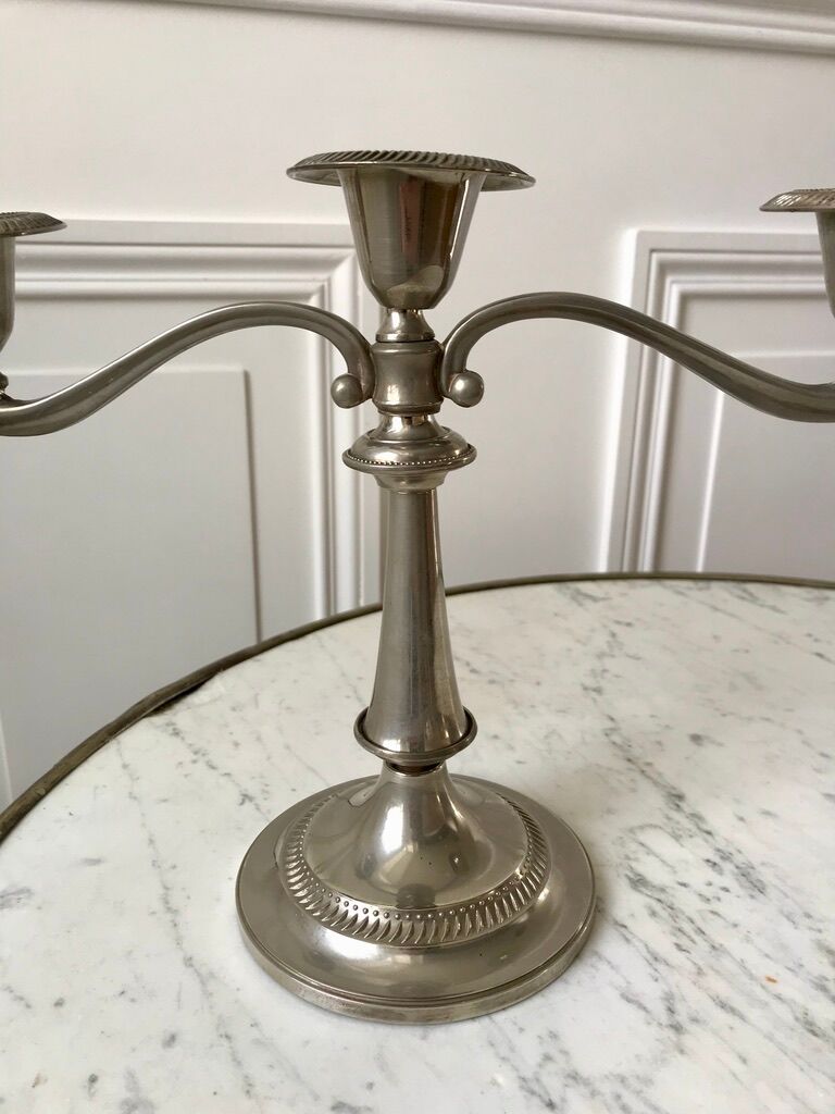 Silver brass chandelier 50s