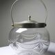 Pot/bowl with a bubble design, antique engraved crystal from Bohemia and silver-plated metal, 1920-1940.