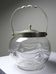 Pot/bowl with a bubble design, antique engraved crystal from Bohemia and silver-plated metal, 1920-1940.