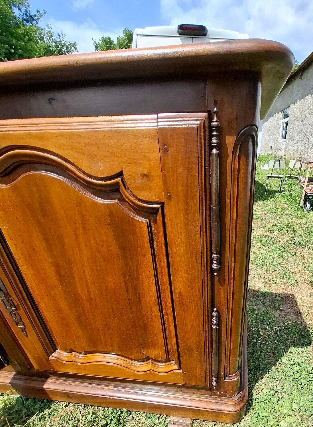 Louis XV 3-door walnut sideboard on plinths