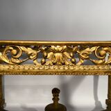 Middle wooden table with green-golden patina Louis XVI style, nineteenth century.