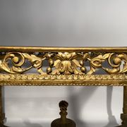Middle wooden table with green-golden patina Louis XVI style, nineteenth century.
