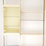 Boxed bookcase and modular shelves 70s lacquered and gilded