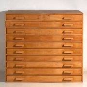 Antique plan cabinet in beech wood – Central Europe, around 1950