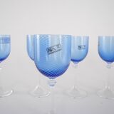 Set of blue glasses, Murano glass, Italian design, 1970s, made in Italy